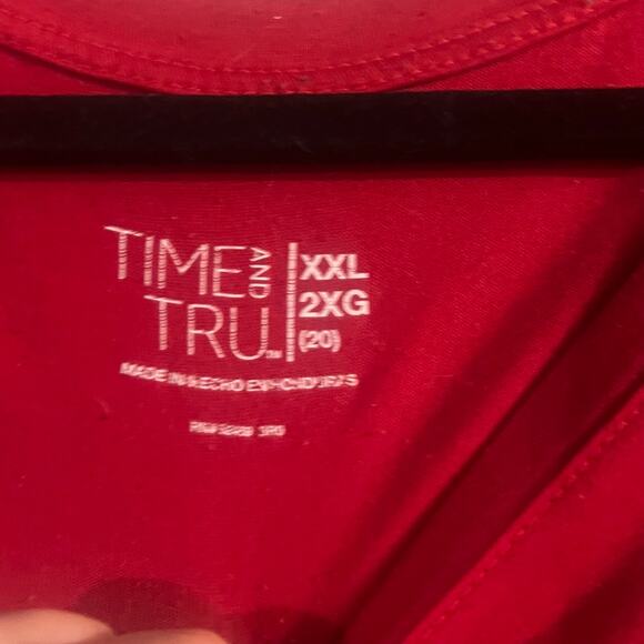 Time and Tru Women's Red XXL V Neck Baby Tee Retro Classic Feminine Classic - Picture 4 of 7